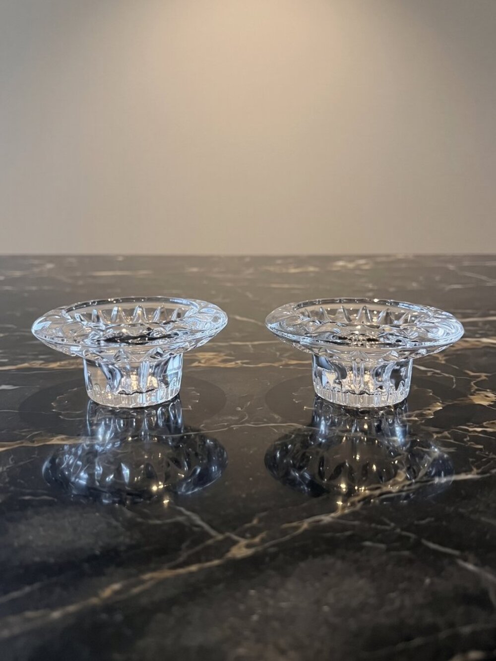 Collector’s Crystal Gallery Genuine Crystal Candle Holders Pair 2” Indonesia
